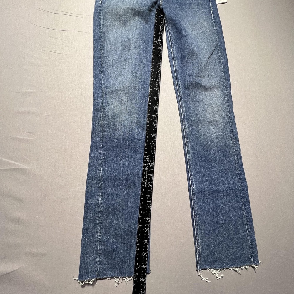 Mother The Mid Rise Dazzler Ankle Fray This Time Next Year Jeans Womens 24 Blue - Picture 13 of 15